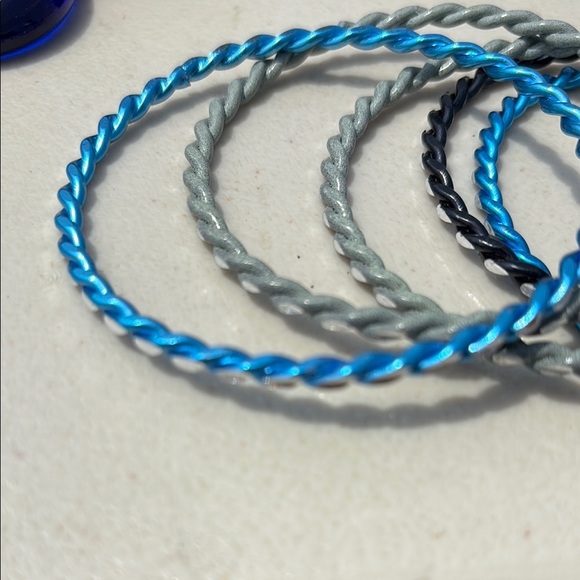 3/$20 Set of Twisted Bangles in Blue, Gray, and Black - Picture 2 of 3